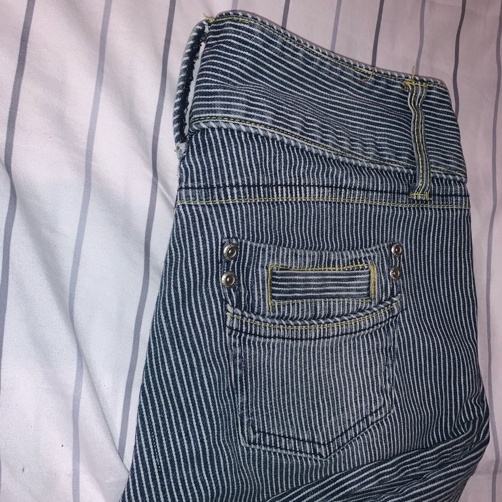Younique Denim Pinstripe Bermuda Shorts - Picture 8 of 8